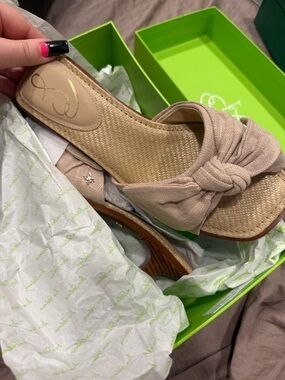 Sam Edelman Beige Knotted Slide Mules